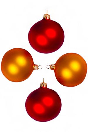 Набор стеклянных шаров ОГНИ, золотой, красный, 4х75 мм, Елочка