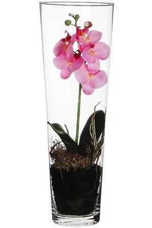 Искусственная орхидея ФАЛЕНОПСИС в высокой вазе, розовый, 50 см, Edelman, Mica