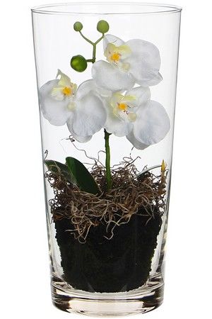 Искусственная орхидея ФАЛЕНОПСИС в конической вазе, белый, 30 см, Edelman, Mica
