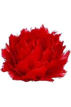 Декоративный цветок ХРИЗАНТЕМА - ПУШИСТОЕ СОЛНЫШКО на клипсе, перо, красный, 12 см, Edelman