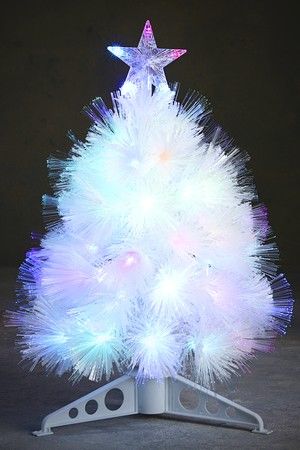 Оптоволоконная настольная ёлка СЕВЕРНОЕ СИЯНИЕ, белая, разноцветные светодиоды, мерцающая, 45 см, Edelman, Luca