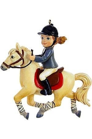Ёлочная игрушка ЮНАЯ ВСАДНИЦА на белом коне, полистоун, 8.5 см, Kurts Adler