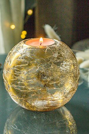 Стеклянный подсвечник МОРОЗНОЕ ДЫХАНИЕ под чайную свечу, 10 см, Goodwill