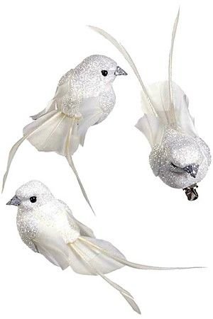 Декоративная птичка БЕЛОСНЕЖНАЯ КОКЕТКА на клипсе, перо, 12 см, Goodwill