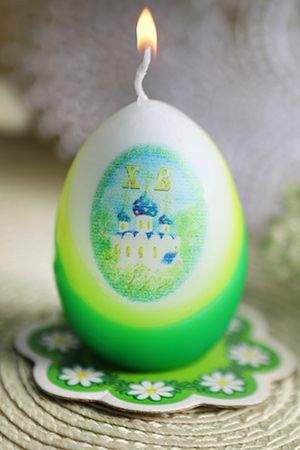 Пасхальная свеча-яйцо ЦЕРКОВЬ, 6 см, Омский Свечной