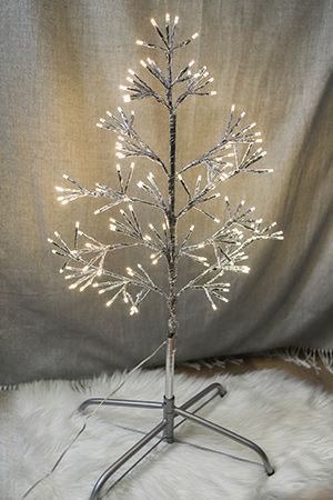 Светящееся деревце ВОЛШЕБНЫЕ КИСТОЧКИ мерцающее, серебряное, 140 тёплых белых LED-огней, 78 см, уличная, Kaemingk (Lumineo)