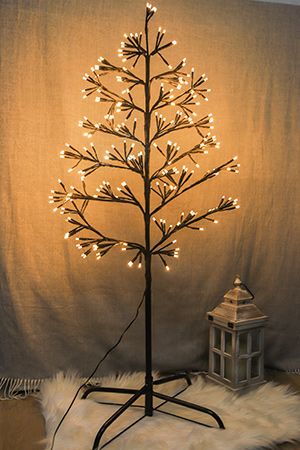 Светящееся деревце ВОЛШЕБНЫЕ КИСТОЧКИ мерцающее, чёрное, 140 экстра тёплых белых LED-огней, 78 см, уличная, Kaemingk (Lumineo)