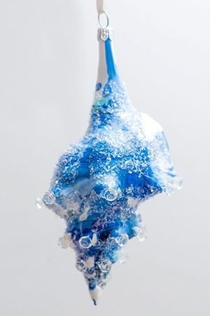 Ёлочная игрушка ПОДВОДНЫЙ МИР: РАКОВИНА РАПАН голубая, стекло, 13 см, GMC z.o.o.