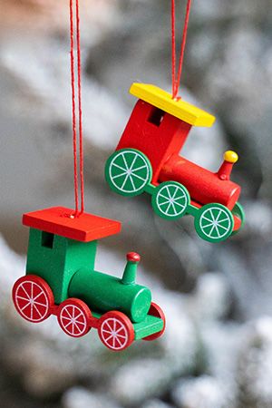 Ёлочная игрушка ПАРОВОЗИК-МАЛЫШОК, деревянный, 5.5 см, разные цвета, Breitner