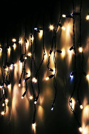 Светодиодная гирлянда БАХРОМА МЕРЦАЮЩАЯ ICICLE RUBI, 190 тёплых/холодных белых LED-огней, 5х0.5+1.5 м, коннектор, черный каучук, уличная, SNOWHOUSE