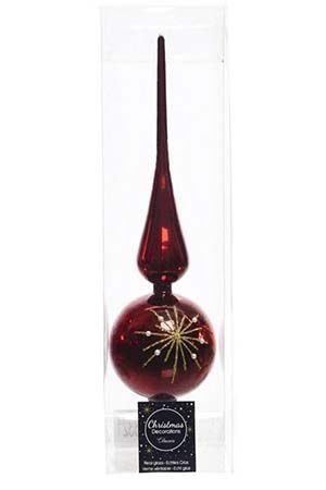 Ёлочная верхушка МЕРЦАЮЩИЙ ОРНАМЕНТ, бордовая, стекло, 31 см, Kaemingk (Decoris)