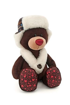 Медведь Choco сидячий в ушанке, 30 см, ORANGE TOYS