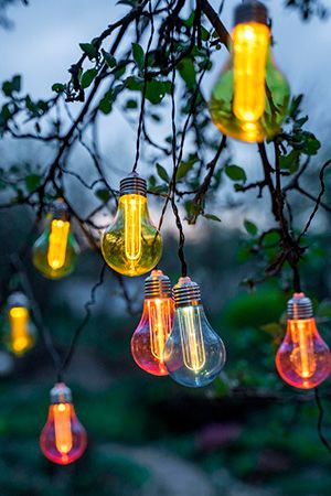 Садовая гирлянда из лампочек Solar ФЛЕШ-ВИНТАЖ на солнечной батарее, 10 разноцветных LED-огней, мигающая, 4.5+3 м, чёрный провод, Kaemingk (Lumineo)