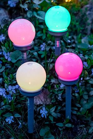 Садовые светильники Solar МОЛОЧНАЯ РАДУГА на солнечной батарее, RGB LED-огни, 27 см, набор - 4 шт., Kaemingk