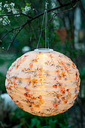 Садовый светильник Solar ЦВЕТОЧНАЯ НЕЖНОСТЬ - китайский фонарик, тёплый белый LED-огонь, 40 см, Kaemingk