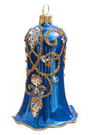 Ёлочное украшение колокольчик ВЕНЗЕЛЬ, синий, 85 мм, Елочка