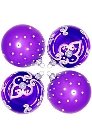 Набор стеклянных шаров КУДЕСНИК, фиолетовый, 4х75 мм, Елочка