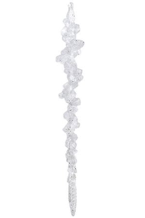 Сосулька СНЕЖНЫЙ САХАР, акрил, белая с серебристым глиттером, 25 см, Kaemingk