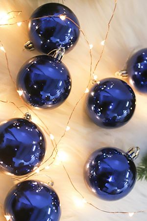 Набор однотонных пластиковых шаров, глянцевые, синие, 60 мм, упаковка 10 шт., Winter Decoration