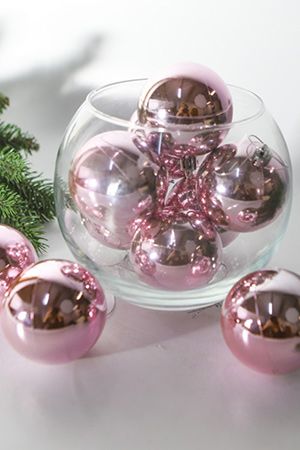 Набор однотонных пластиковых шаров, глянцевые, светло розовые, 60 мм, упаковка 10 шт., Winter Deco