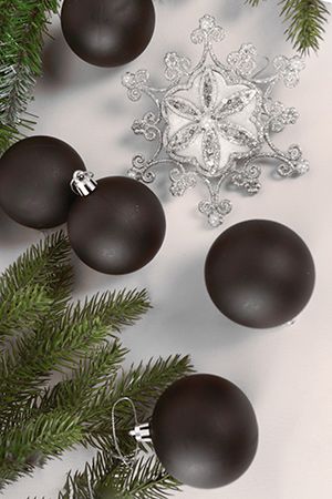 Набор однотонных пластиковых шаров, матовые, черные, 60 мм, упаковка 10 шт., Winter Decoration