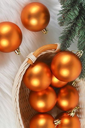 Набор однотонных пластиковых шаров, матовые, оранжевые, 60 мм, упаковка 10 шт., Winter Decoration