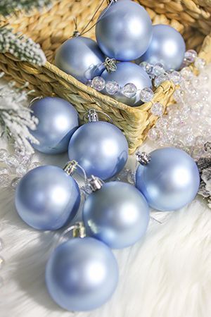Набор однотонных пластиковых шаров, матовые, голубые, 60 мм, упаковка 10 шт., Winter Decoration