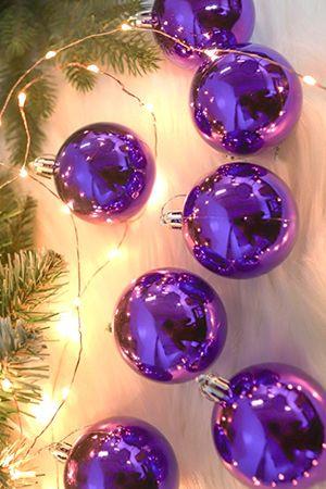 Набор однотонных пластиковых шаров, глянцевые, фиолетовые, 60 мм, упаковка 10 шт., Winter Decoration