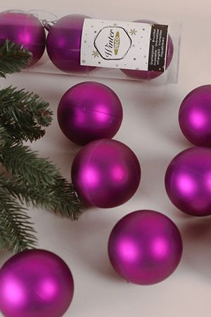 Набор однотонных пластиковых шаров, матовые, фиолетовые, 60 мм, упаковка 10 шт., Winter Deco