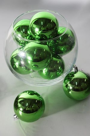 Набор однотонных пластиковых шаров, глянцевые, салатовые, 60 мм, упаковка 10 шт., Winter Deco