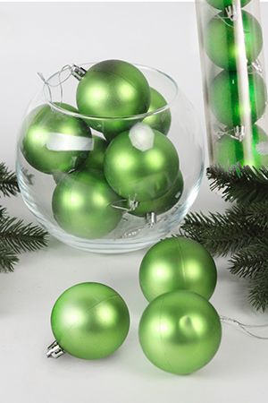 Набор однотонных пластиковых шаров, матовые, салатовые, 60 мм, упаковка 10 шт., Winter Decoration