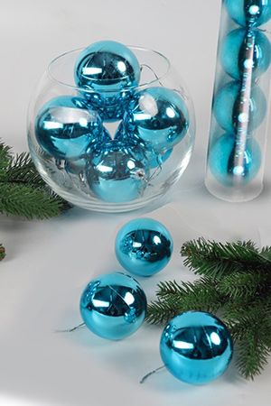 Набор однотонных пластиковых шаров, глянцевые, бирюзовые, 60 мм, упаковка 10 шт., Winter Deco