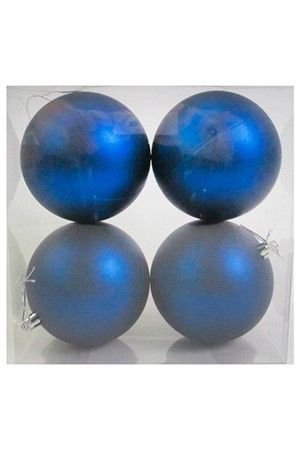 Набор однотонных пластиковых шаров, матовые, синие, 100 мм, упаковка 4 шт., Winter Decoration