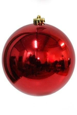 Пластиковый шар глянцевый, красный, 150 мм, Winter Deco