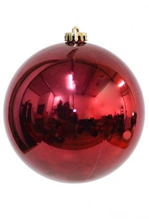 Пластиковый шар глянцевый, бордовый, 150 мм, Winter Deco
