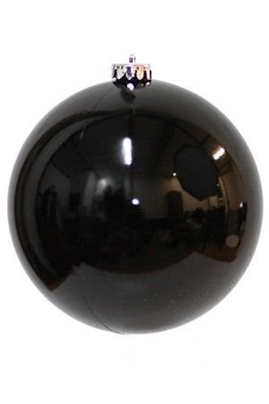Пластиковый шар глянцевый, черный, 150 мм, Winter Deco