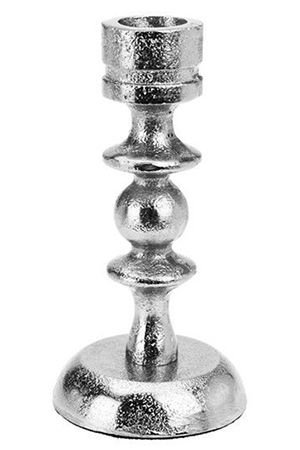 Канделябр БРУТАЛЕ РОНДО (медиум) под 1 свечу, никелированный алюминий, серебряный, 13 см, Koopman International