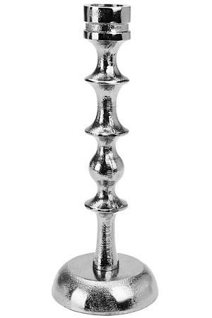 Канделябр БРУТАЛЕ РОНДО под 1 свечу, никелированный алюминий, серебряный, 20 см, Koopman International