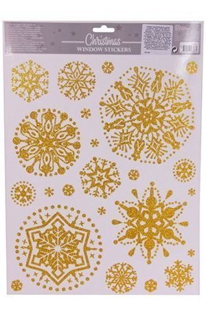 Новогодние наклейки для окна ЗВЁЗДНАЯ РОМАНТИКА - Элегия, золотые, 30х42 см, Koopman International