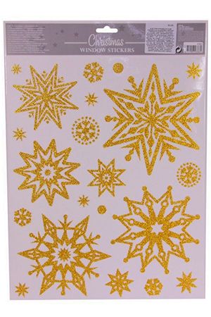Новогодние наклейки для окна ЗВЁЗДНАЯ РОМАНТИКА - Танго, золотые, 30х42 см, Koopman International