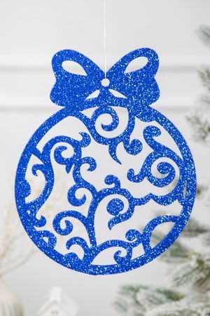 Игрушка для уличной елки Медальон 35 см, синяя, дерево, МанузинЪ