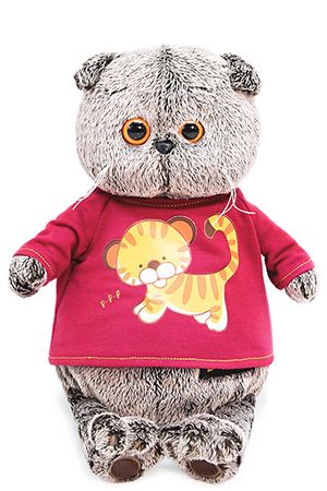 Мягкая игрушка Кот Басик в футболке с принтом Тигренок 19 см, Budi Basa