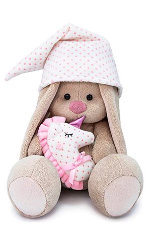 Мягкая игрушка Зайка Ми с розовой подушкой-единорогом 18 см, Budi Basa