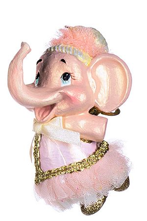 Елочная игрушка ТАНЦУЮЩИЙ СЛОНИК в розовом, полистоун, 12 см, Goodwill