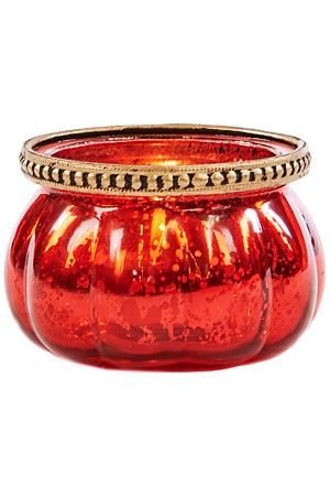 Стеклянный подсвечник для чайной свечи КАССИОПЕЯ, рубиновый, 9 см, Goodwill