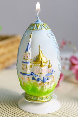 Пасхальная большая свеча-яйцо СОБОР, 7.5х25 см, Омский Свечной