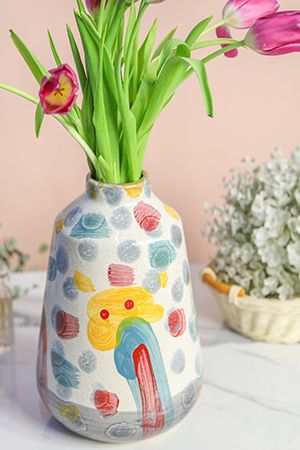 Дизайнерская керамическая ваза МАДЖИА ДЕЛ'АРТЕ, трапеция, 26 см, EDG