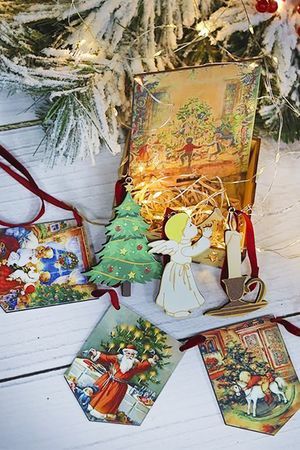 Набор елочных игрушек Vintage Christmas: Канун Рождества 5-10 см, 6 шт., дерево, подвеска, Winter Deco