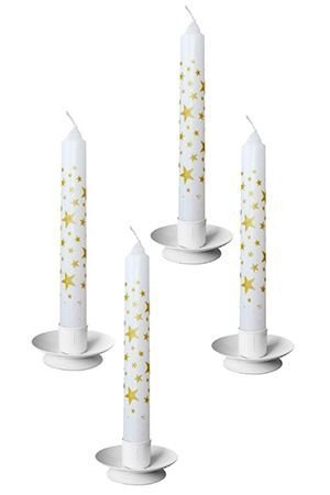 Новогодние столовые свечи ЗВЁЗДОЧКИ, белые, 15 см (упаковка - 4 шт.), Омский Свечной