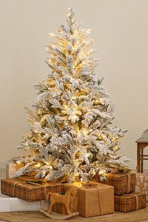 Искусственная елка с лампочками Россо Премиум заснеженная 120 см, тёплые белые LED статичное свечение, ЛИТАЯ + ПВХ, GREEN TREES